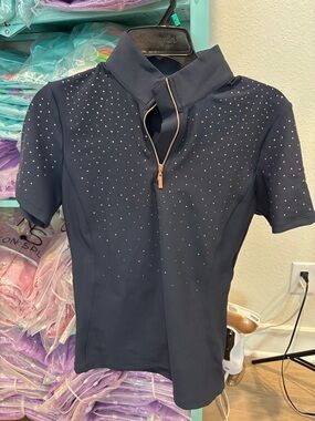 HorseGloss Navy And Rose Gold Rhinestone 1/4 Zip